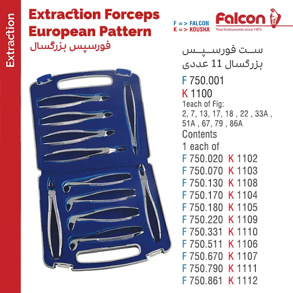 ست فورسپس بزرگسال 11 عددی فالکن ست فورسپس بزرگسال 11 عددی فالکن