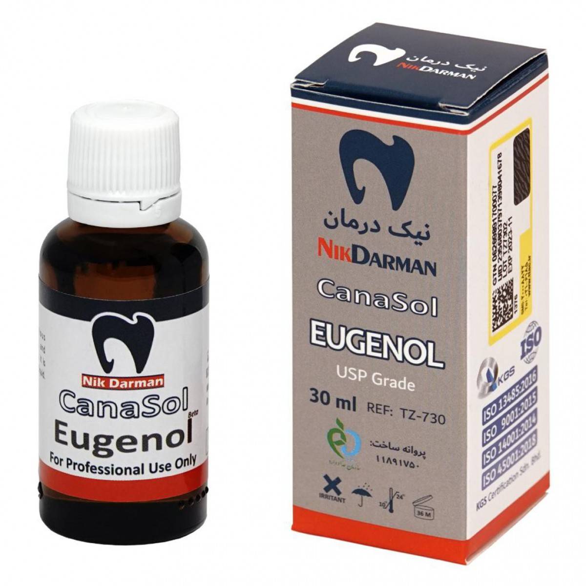 Nik-Darman-Canasol-Eugenol-30ml.jpeg کاناسول اوژنول 30 میل - اوژنول نیک درمان آسیا - فروشگاه تجهیزات دندان پزشکی دیجی سرنگ پلاس - تجهیزات دندان پزشکی - خرید لوازم دندانپزشکی