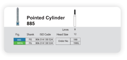 Dental Diamond Burs Pointed Cylinder 885 برند Sani