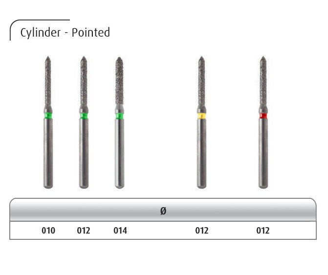 فرز الماسی مدل استوانه ای با نوک مورب توربین 5 عددی Dental Diamond Burs Cylinder Pointed 130 برند Dia Italy