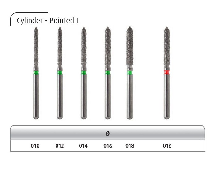 فرز الماسی مدل استوانه‌ ای با نوک مورب توربین Dental Diamond Burs Cylinder Pointed-L 131 برند Dia Italy