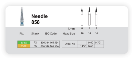 فرز الماسی مدل سوزنی توربین 5 عددی Dental Diamond Burs Needle 858 برند Sani