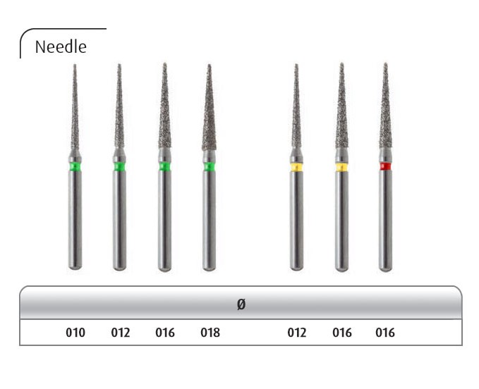 فرز الماسی مدل سوزنی توربین 5 عددی Dental Diamond Burs Needle 166 برند Dia Italy