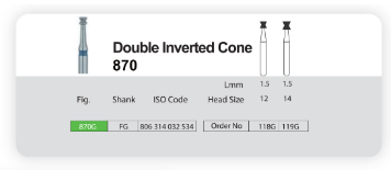 فرز الماسی مدل مخروطی معکوس توربین 5 عددی Dental Diamond Burs Double Inverted Cone 870 برند Sani