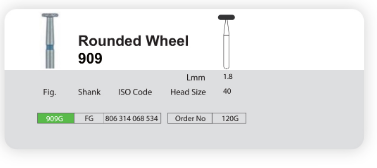 فرز الماسی چرخی شکل توربین 5 عددی Dental Diamond Burs Rounded Wheel 909 120G برند Sani